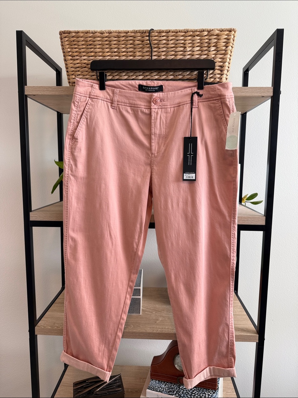 NWT Liverpool High-Rise Ryder Straight Leg Bombay Pink Trouser Pants, 12/ 31